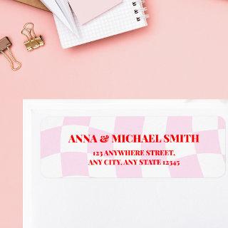 Retro Pattern Pink Red Return Address Label