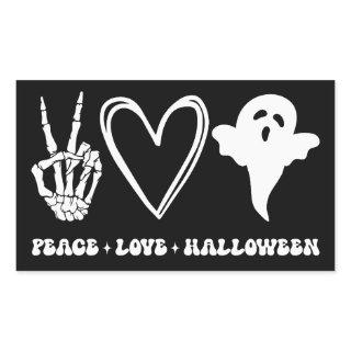 Retro Peace Love Halloween Rectangular Sticker