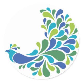 Retro Peacock Classic Round Sticker