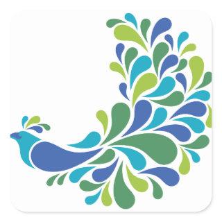 Retro Peacock Square Sticker