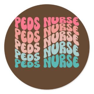 Retro Peds Nurse Pediatric Nurse PEDS RN Classic Round Sticker