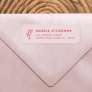 Retro Pink & Red Groovy Modern Return Address Label