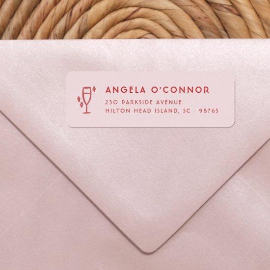 Retro Pink & Red Groovy Modern Return Address Label
