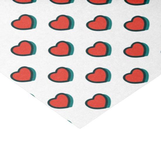 Retro Pop Art Red Blue White Hearts Pattern Tissue Paper