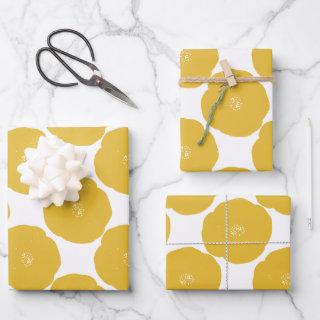 Retro Poppy Floral Art Pattern in Yellow and White  Sheets