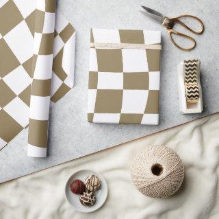Retro Psychedelic gold wavy checkered Pattern