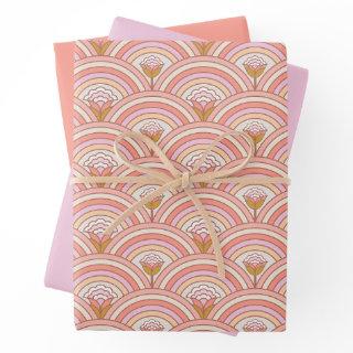 Retro Rainbow Flowers Pink & Coral  Sheets