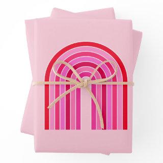 Retro Rainbow Preppy Pink And Red Arch  Sheets