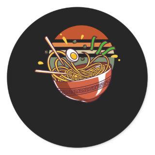 Retro Ramen Bowl with Chopsticks Japanese Noodles Classic Round Sticker