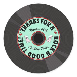 Retro Record 1950'S 50'S Fifties Party Thank You Classic Round Sticker