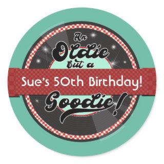Retro Record Ribbon Fifties 50's Birthday Party Classic Round Sticker
