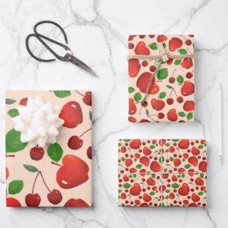 Retro Red Cherry Fruit Orchard Pattern Flat  Sheets