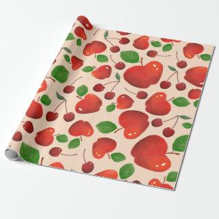 Retro Red Cherry Fruit Orchard Pattern Gift