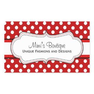 Retro Red polka dot business rectangular stickers