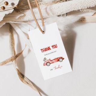 Retro Red Race Car Gift Tag