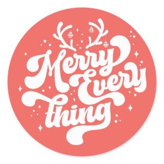 Retro Red White Merry everything Merry Christmas  Classic Round Sticker