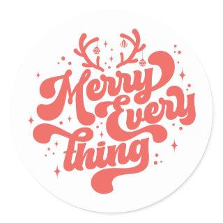 Retro Red White Merry everything Merry Christmas  Classic Round Sticker