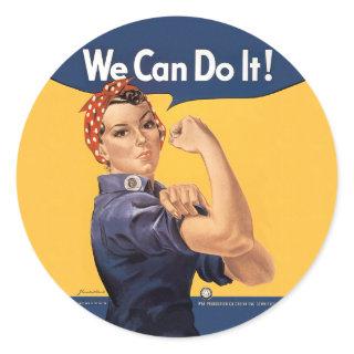 Retro Rosie We Can Do It Classic Round Sticker