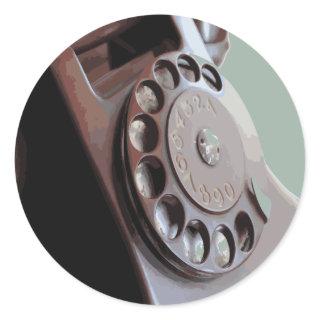 Retro Rotary Dial Phone Vintage Design Classic Round Sticker