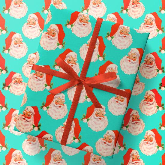 Retro Santa Claus Aqua Christmas