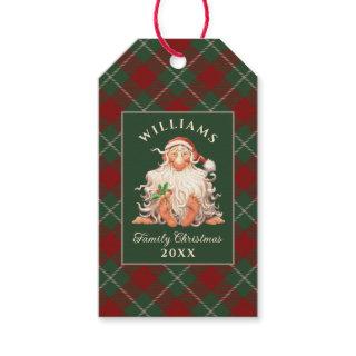 Retro Santa Family Christmas with Name and Year Gift Tags