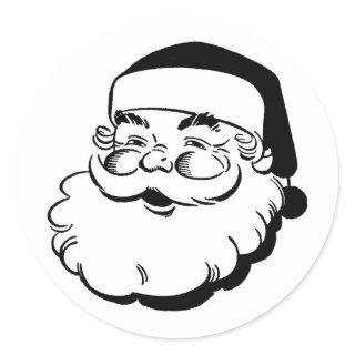 Retro Santa White Classic Round Sticker