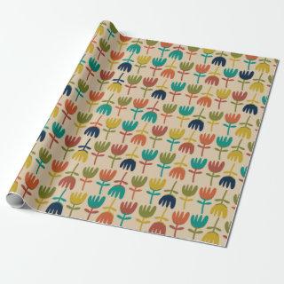 Retro Scandi Tulips Midcentury Floral Pattern