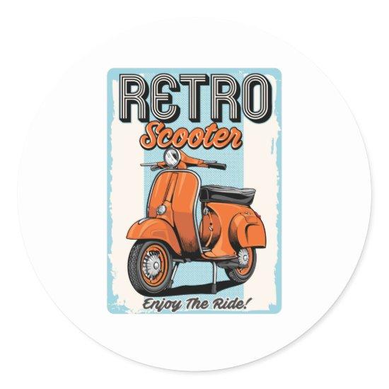 Retro Scooter Classic Round Sticker