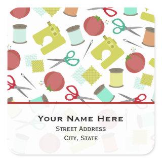 Retro Sewing Themed  Address Sticker