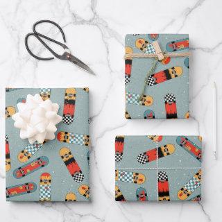 Retro Skateboard Blue Cool Pattern  Sheets