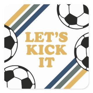 Retro Soccer Birthday Square Sticker