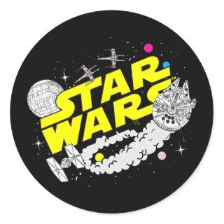 Retro Space Battle Star Wars Logo Classic Round Sticker