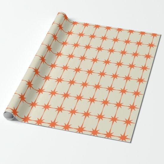 Retro Starburst Pattern Orange and Beige