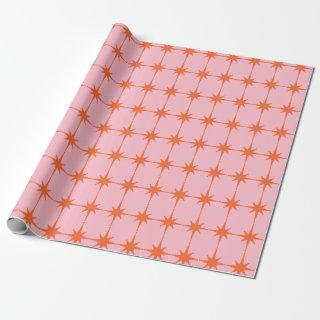 Retro Starburst Pattern Pink and Orange