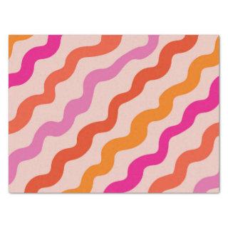 Retro Striped Abstract Waves Pink Red Orange  Tissue Paper