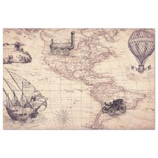 Retro style map pattern, world maps themed tissue paper