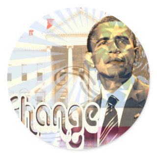 Retro Style Obama Vintage Typography Change Classic Round Sticker