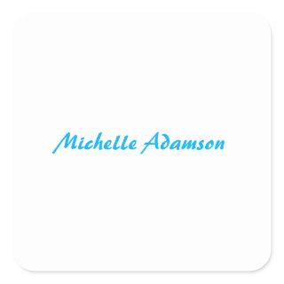 Retro Stylish Elegant Plain Sky Blue White Square Sticker