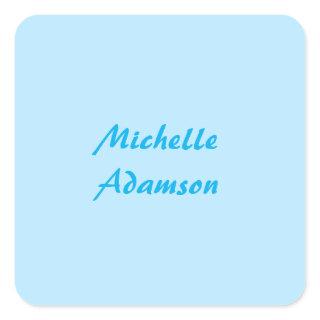 Retro Stylish Elegant Plain Sky Blue White Square Sticker