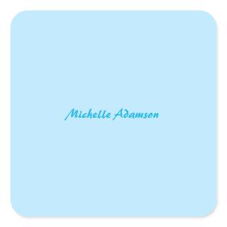 Retro Stylish Elegant Plain Sky Blue White Square Sticker