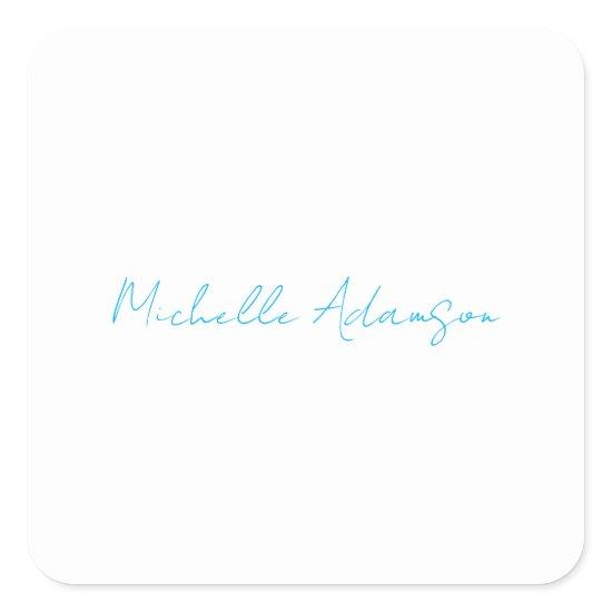 Retro Stylish Elegant Plain Sky Blue White Square Sticker