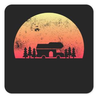 Retro Sunset RV - Motorhome Owner Gift Square Sticker