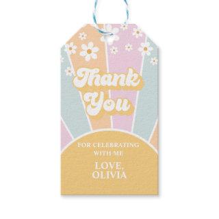 Retro Sunshine daisy two groovy birthday favor Gif Gift Tags