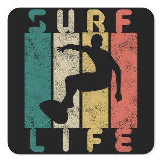 retro surf surfer gift square sticker