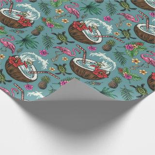 Retro surf tropical themed pattern