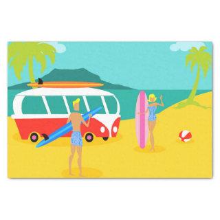 Retro Surfer Couple Tissue Paper