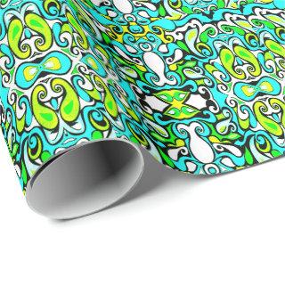 retro swirl doodle 60s 70s vintage style wrapping