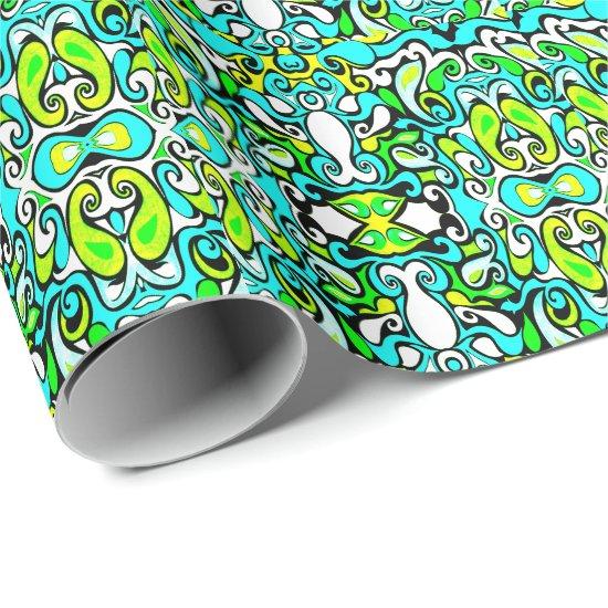 retro swirl doodle 60s 70s vintage style wrapping