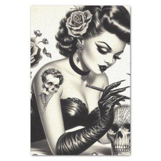 Retro Tattoed Goth Pin-up Tissue Paper