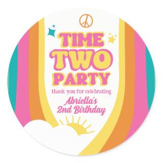 Retro Time Two Party 2nd Birthday Sticker